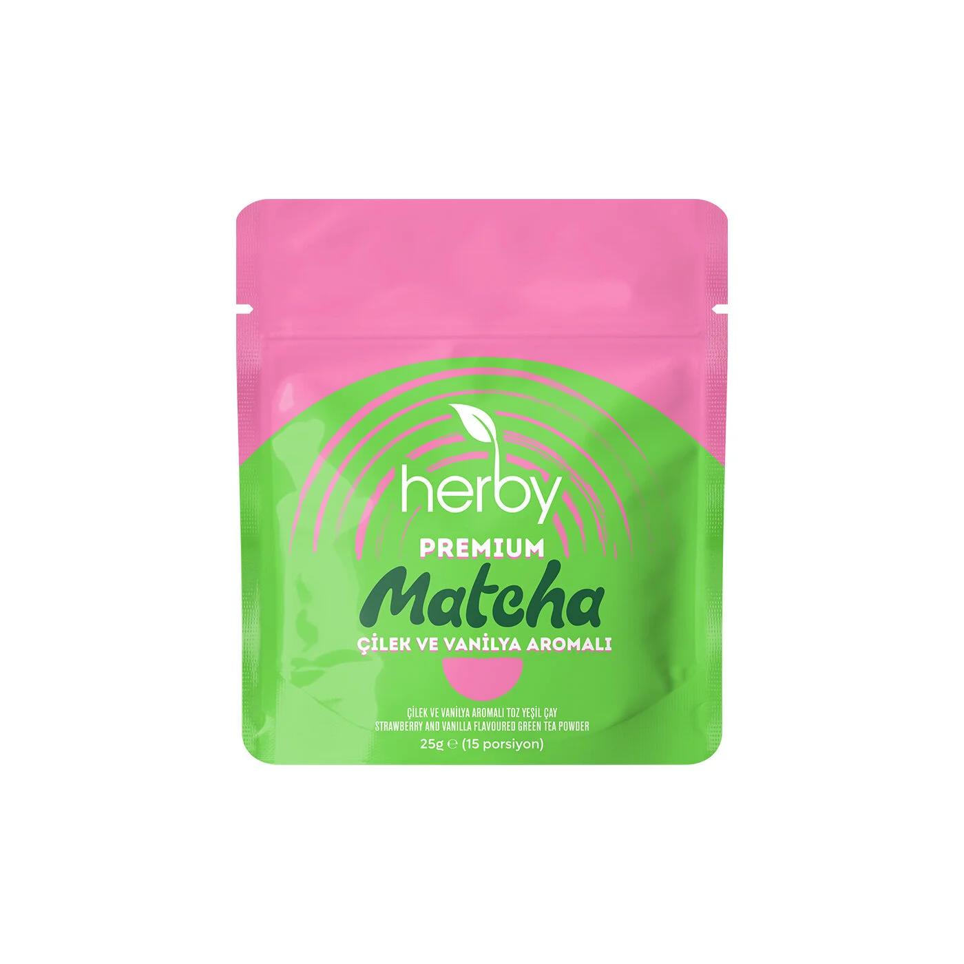 Herby Premium Strawberry &amp; Vanilla Matcha Tea 25g