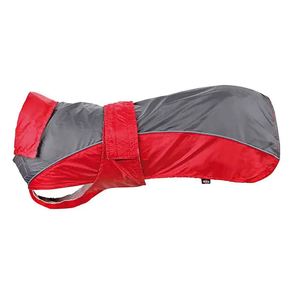 Trixie Dog Raincoat with Hood and Reflective Strips, Size M 50cm, Red/Grey