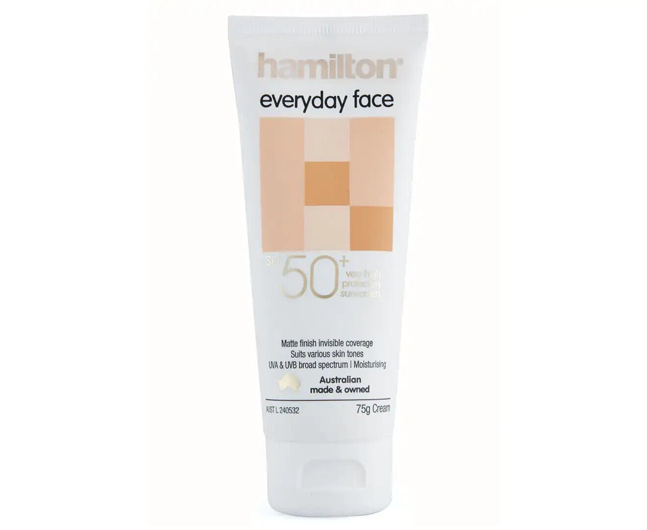 Hamilton Sunscreen Face Cream SPF50+ - Matte Finish, Non-Comedogenic, Moisturizing with Aloe Vera &amp; Vitamin E