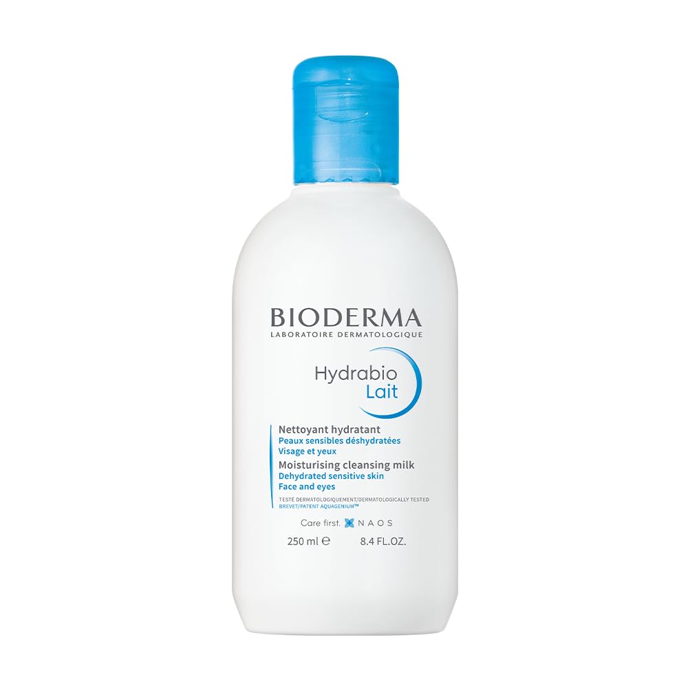 Bioderma Hydrabio Milky Cleanser - Gentle, No-Rinse Makeup Remover for Dry Skin, Hypoallergenic &amp; Fragrance-Free, 8.45 f