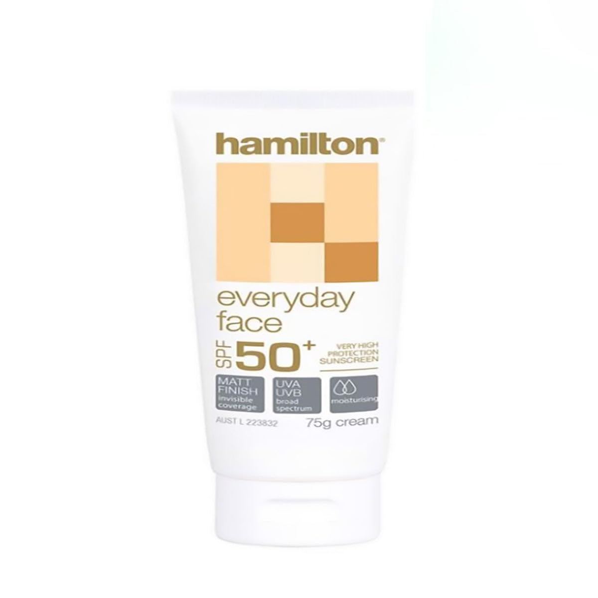 Hamilton Sunscreen Face Cream SPF50+ - Matte Finish, Non-Comedogenic, Moisturizing with Aloe Vera &amp; Vitamin E