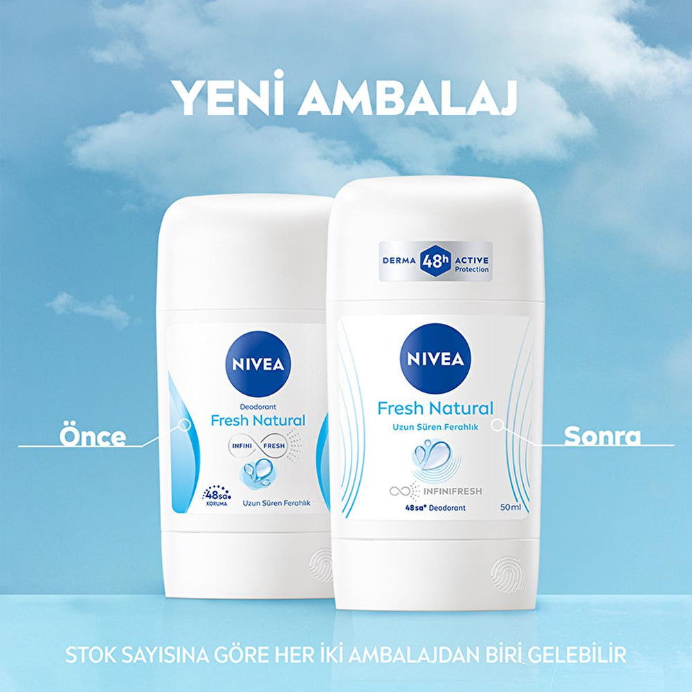 Nivea Fresh Natural Deodorant Stick for Women: 48 Hour Odor Protection, Aluminum-Free, Ocean Scent - Long Lasting Freshness Nivea Women's Deodorant: 48H Protection, Aluminum-Free Nivea deodorant, women's deodorant, aluminum free deodorant, fresh natural deodorant, 48 hour odor protection, deodorant stick, ocean scent deodorant, sensitive skin deodorant, best deodorant for women, long lasting deodorant, deodorant for women, odor protection, sweat protection, fresh scent, clean scent, aluminum-free, nivea, sk