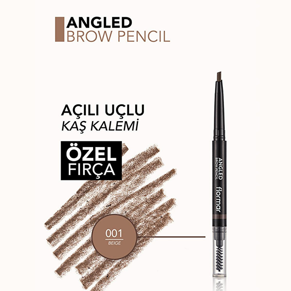 Flormar Angled Eyebrow Pencil with Brush - Precise Definition, Natural Look, 4 Shades Available - view 2