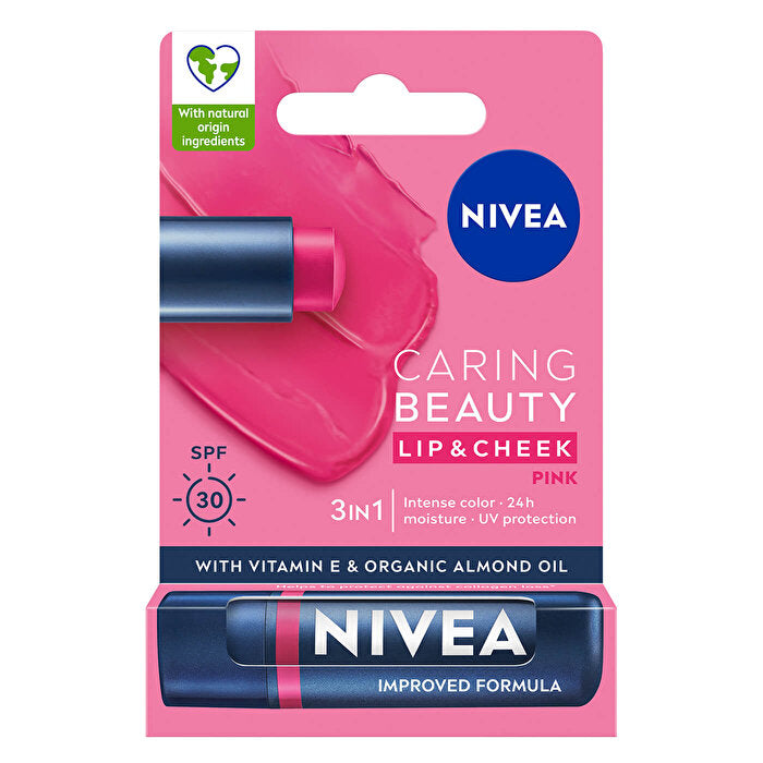 Nivea Colored Lip Care Cream Pink 0.17oz - SPF 30 Moisturizer | 3-in-1 - Face Cream