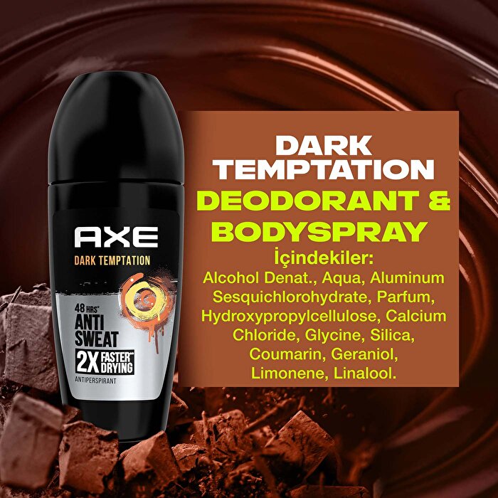 Axe Dark Temptation Roll On Deodorant 50ml - 48 Hour Chocolate Scent - view 6