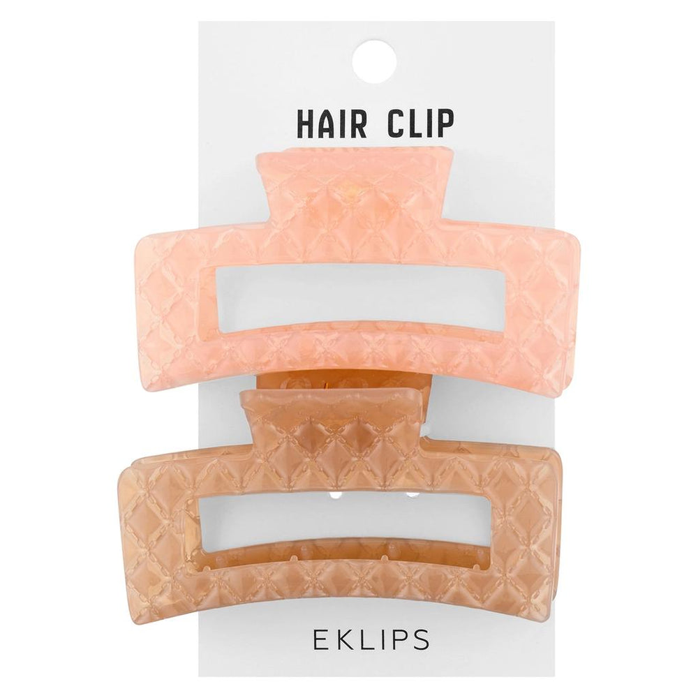 Eklips Frosted Rectangular Hair Claw Clip Pink & Brown