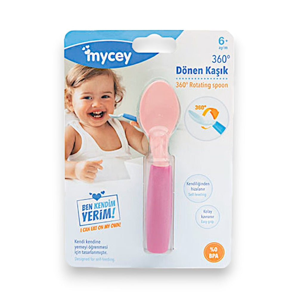 Mycey 360 Degree Rotating Baby Feeding Spoon Pink