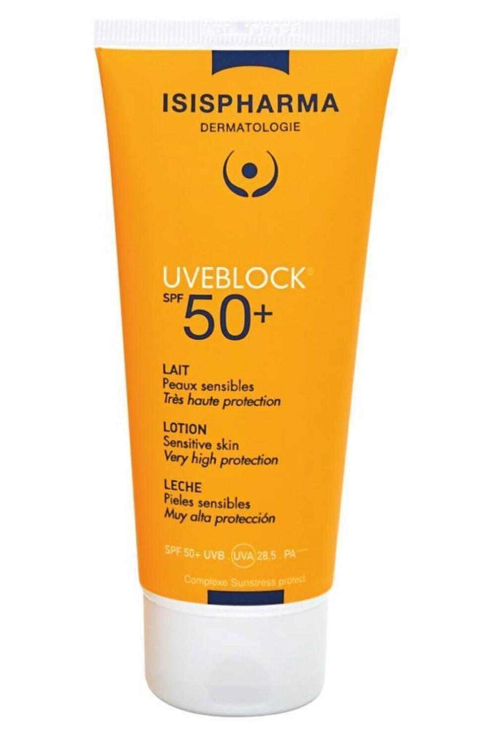 Isis Pharma Uveblock Hydra Lotion SPF 50+ - Non-Greasy, Moisturizing Sunscreen for the Whole Family Isis Pharma Uveblock SPF 50+ Sunscreen Lotion sunscreen lotion, SPF 50+, UVA/UVB protection, non-greasy sunscreen, family-friendly sunscreen, moisturizing sunscreen, sun protection, skin care, outdoor activities, beach trips, hiking, sensitive skin, baby care, children's sunscreen
