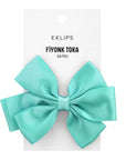 Eklips Satin Bow Ribbon Hair Clip Elegant Green Accessory