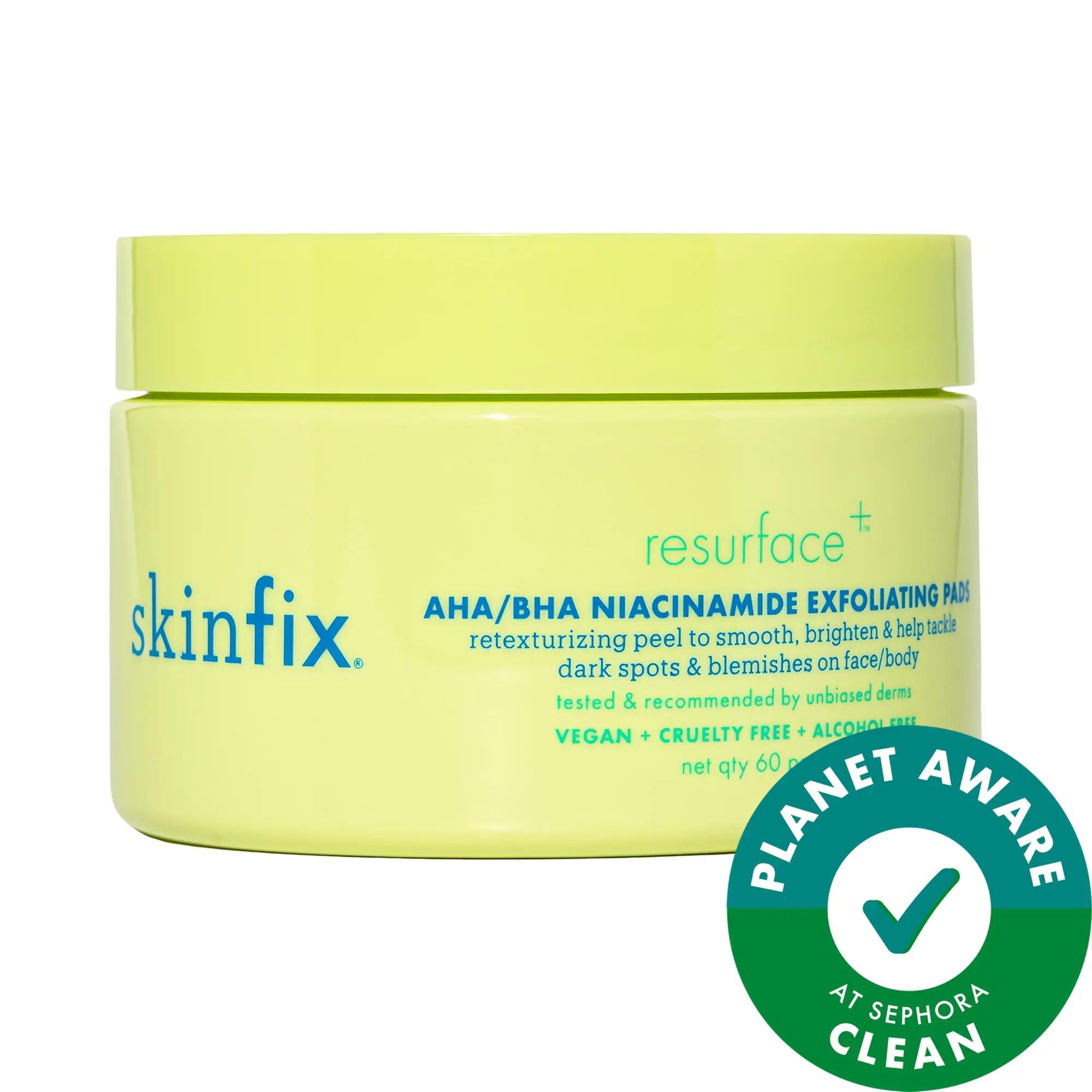 Resurface+ AHA/BHA Niacinamide Exfoliating Pads for Face and Body - Vegan, Cruelty-Free Skincare Resurface+ Exfoliating Pads - Vegan & Cruelty-Free Skincare exfoliating pads, AHA/BHA exfoliant, niacinamide skincare, vegan skincare products, cruelty-free skincare, acne treatment, skin texture improvement, facial treatments, skincare for acne-prone skin, smooth skin, brighten skin, refine pores, eco-friendly skincare, sustainable beauty products, sensitive skin solutions