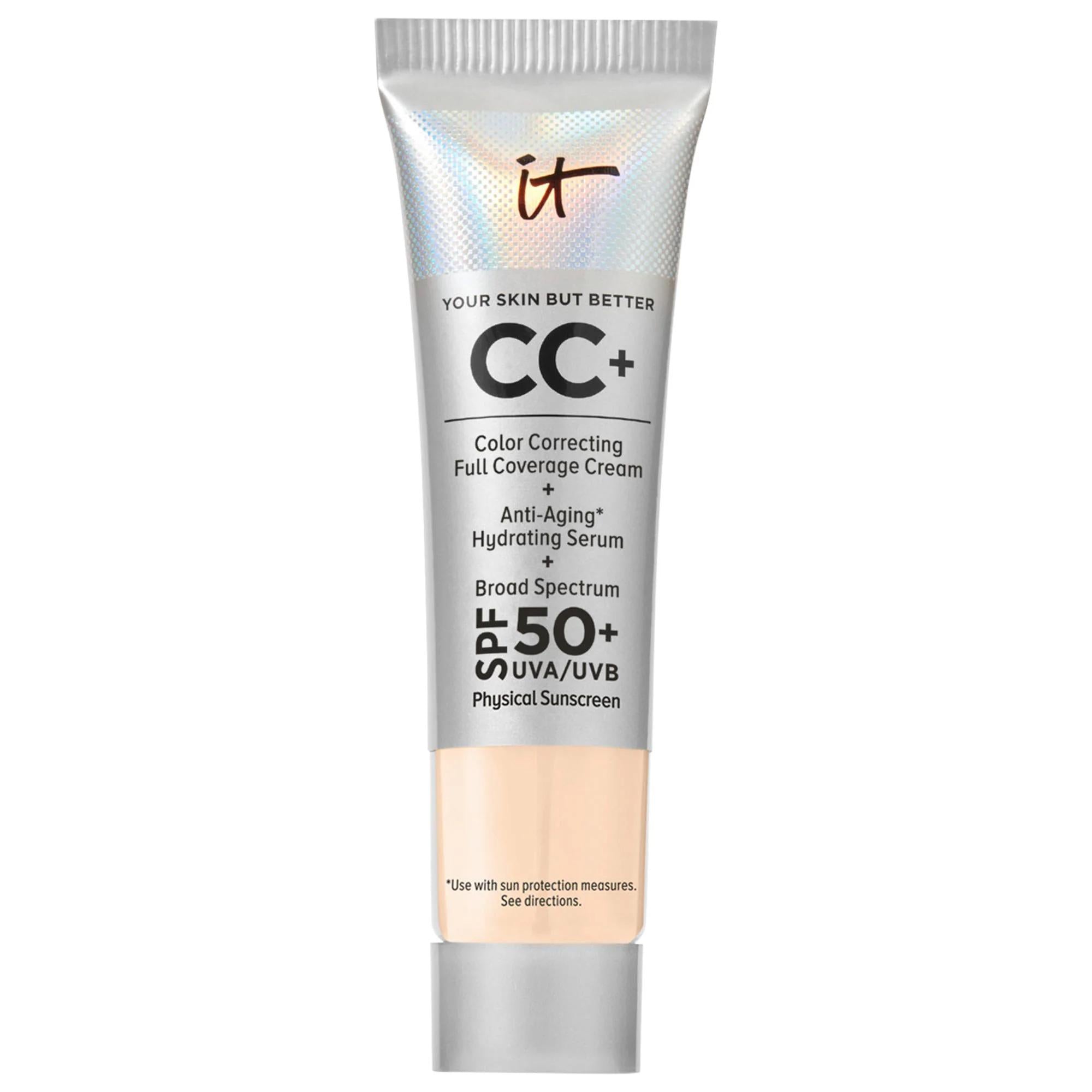 IT Cosmetics Mini CC+ Cream: Full Coverage Color Correcting Foundation with SPF 50+ - Hydrating, Anti-Aging, Vegan &amp; Cruelty-Free IT Cosmetics CC Cream: Full Coverage Foundation, SPF 50+ CC Cream, Full Coverage Foundation, SPF 50 Foundation, Color Correcting Cream, Hydrating Foundation, Anti-Aging CC Cream, Concealer for acne scars, Foundation for redness, Vegan Foundation, Cruelty-Free CC Cream, Makeup, Face Makeup, BB Cream, Concealer, Blemishes, Redness, Hydration, Sun Protection, Vegan, Cruelty-Free, Gl