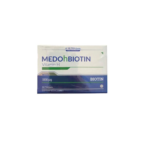 Nutrafarm Medohbiotin 1mg Biotin Supplement for Hair, Skin, and Nails - 60 Tablets - Vitamin & Supplement