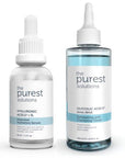 The Purest Solutions Skincare Set - Hydrating Serum & Exfoliating Toner for Dry, Irregular Skin - Hyaluronic - Face Serum