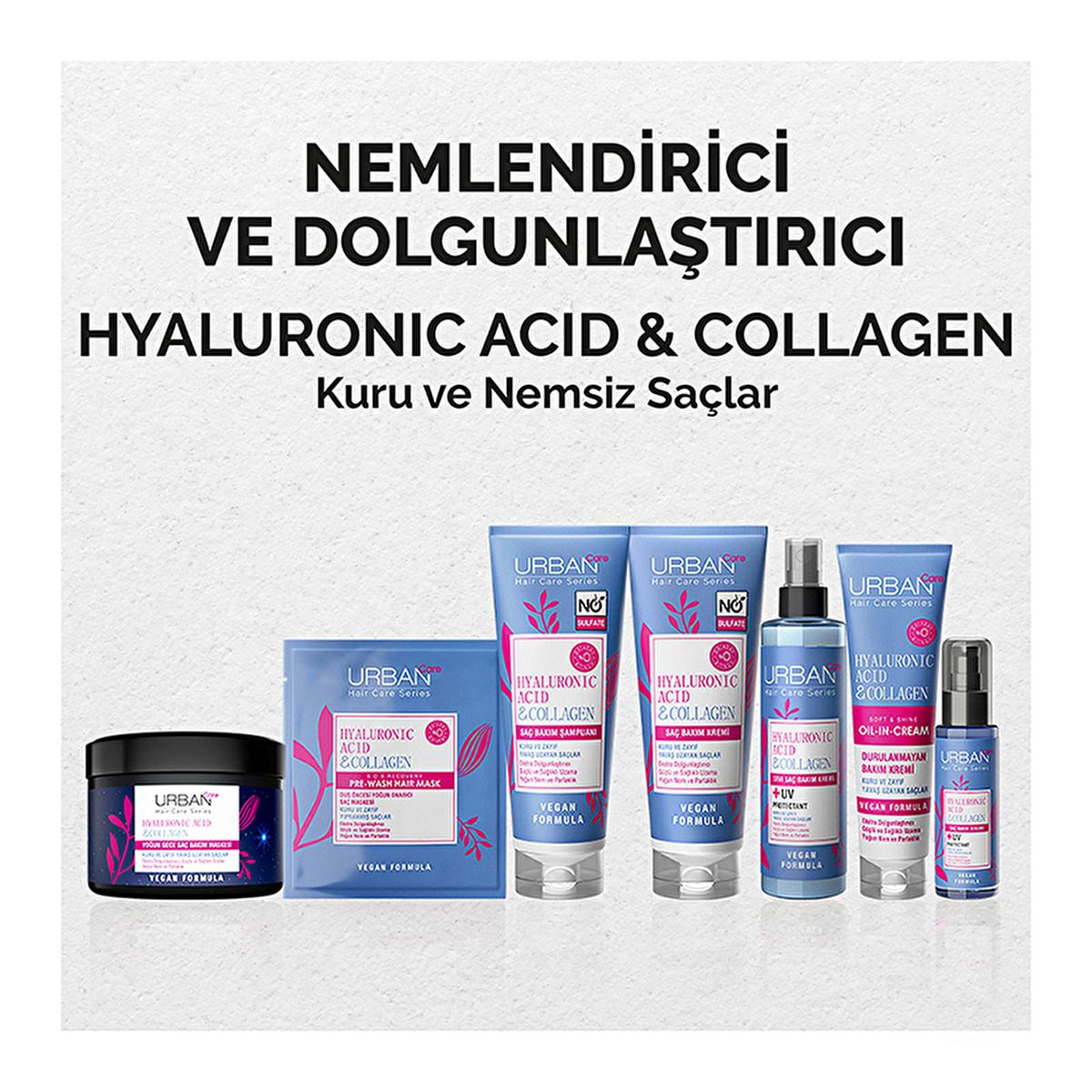 Urban Care Hyaluronic Acid &amp; Collagen Hair Conditioner bottle, Close-up of Hyaluronic Acid &amp; Collagen Hair Conditioner application, Before and after results of using hair conditioner Urban Care Hyaluronic Acid &amp; Collagen Hair Conditioner - Moisturizing &amp; Nourishing for Dry Hair | 200 ml Urban Care Hyaluronic Acid &amp; Collagen Hair Conditioner hair-conditioner, vegan-hair-care, hyaluronic-acid, collagen-hair-care, dry-hair-treatment, moisturizing-hair-care, food-grade, eco-friendly, paraben-free, ai-generated