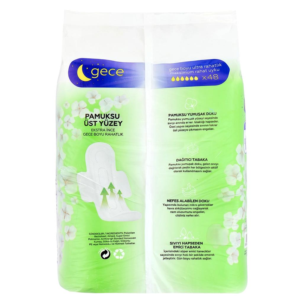 Benri Ultra Hygienic Cotton Night Pads for Comfort 48-Pack