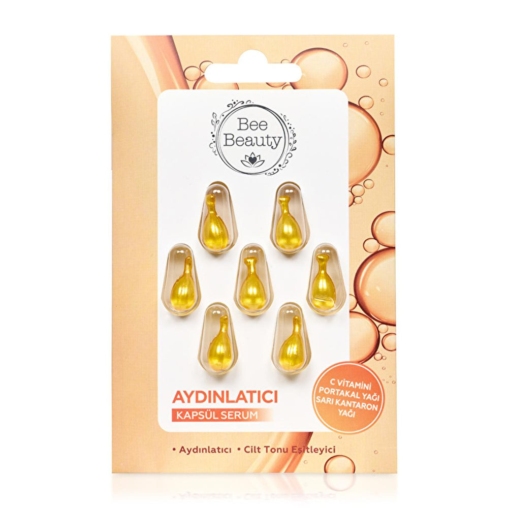 Bee Beauty Vitamin C Face Serum - Brightening, 7-Capsule Serum with Orange Oil for Smoother Skin - Face Serum