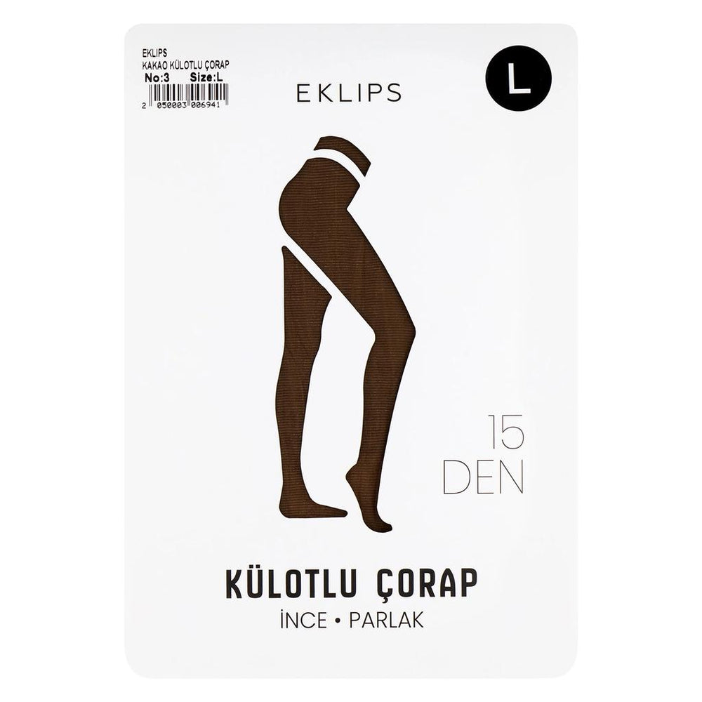Eklips Cocoa Pantyhose Smooth Semi-Sheer Tights Size L