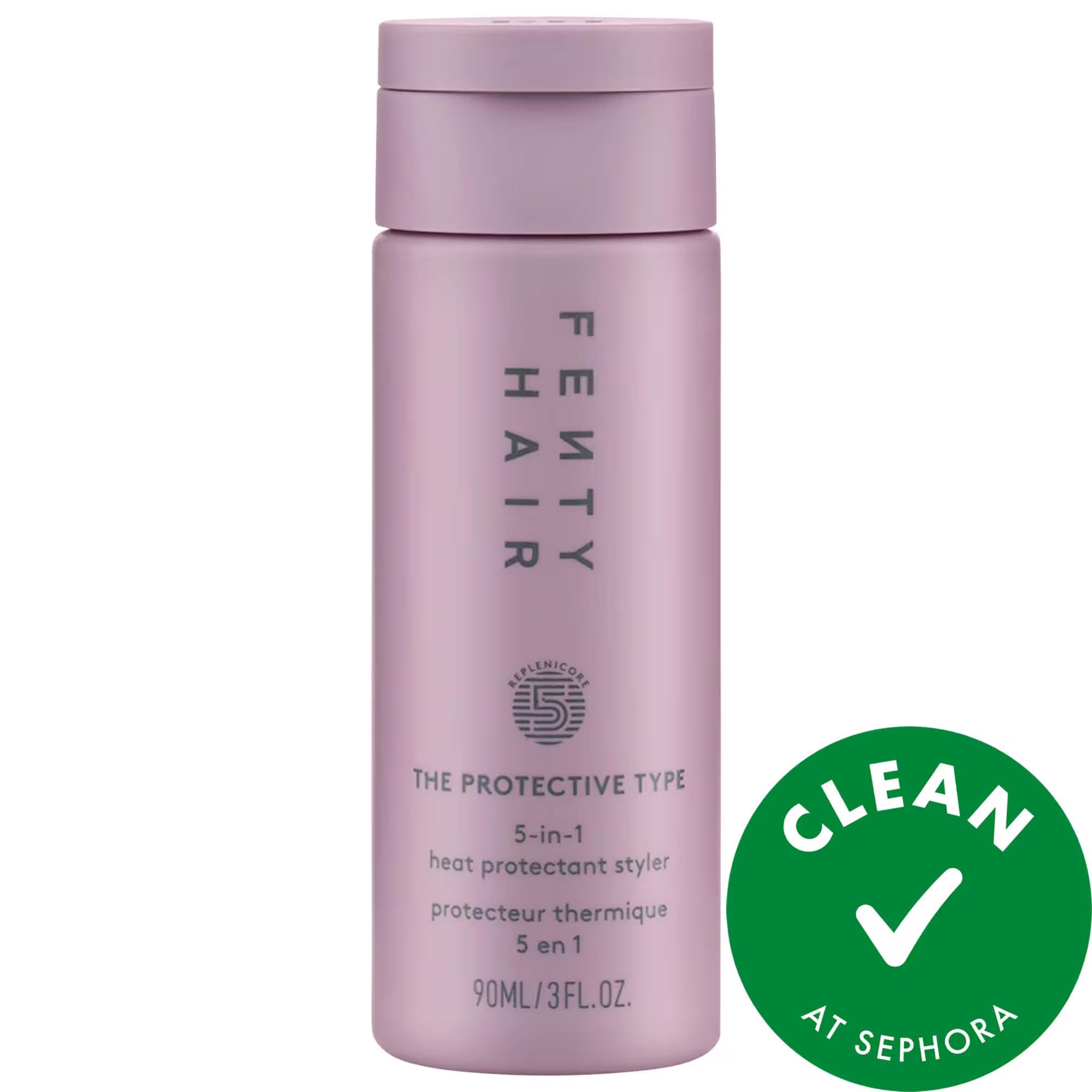Fenty Beauty by Rihanna Mini 5-in-1 Heat Protectant Styling Cream for All Hair Types - Vegan, Gluten-free, Cruelty-free Fenty Beauty 5-in-1 Heat Protectant Styling Cream - Vegan & Cruelty-free Heat Protectant Styling Cream, Multi-use Hair Product, Fenty Beauty by Rihanna, Vegan Hair Care, Gluten-free Hair Products, Cruelty-free Cosmetics, Hair Styling for Curly/Coily Hair, Frizz Reduction Hair Care, Hair Styling Cream, Travel Size, Replenicore-5, Moringa Oil, Cranberry Oil, Hair Care for All Types