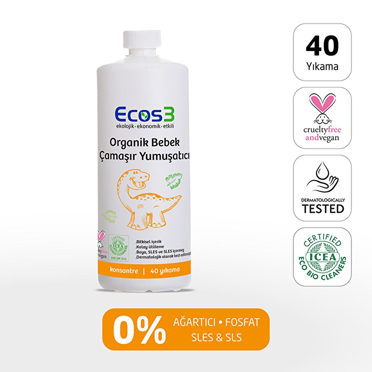 Ecos3 Organic Baby Fabric Softener - Eco-Friendly, Vegan Certified, Concentrated Formula for 40 Washes Ecos3 Organic Baby Fabric Softener - Eco-Friendly & Vegan organic baby fabric softener, eco-friendly laundry softener, vegan certified baby care, concentrated fabric softener, biodegradable laundry products, baby laundry, eco-friendly baby products, gentle fabric softener, natural baby care, sustainable living, cruelty-free baby products