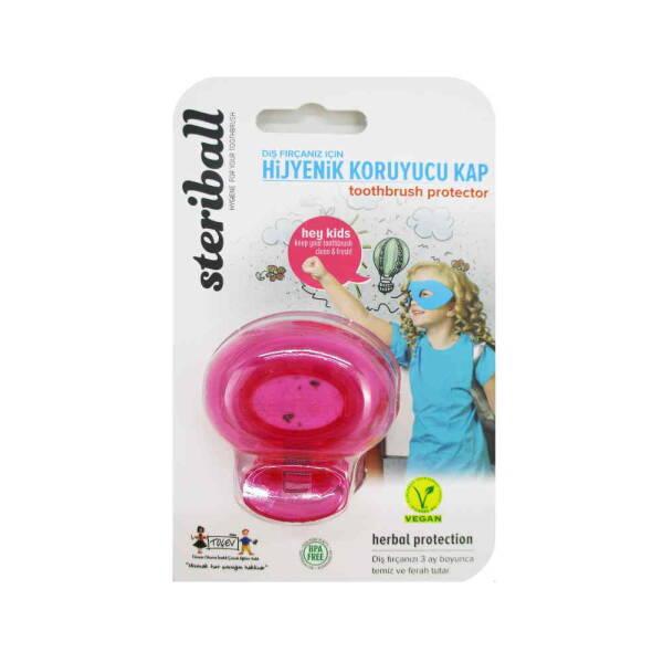 Steriball Kids Toothbrush Protector Pink - Hygienic Toothbrush Cover for Travel & Home - Toothpaste