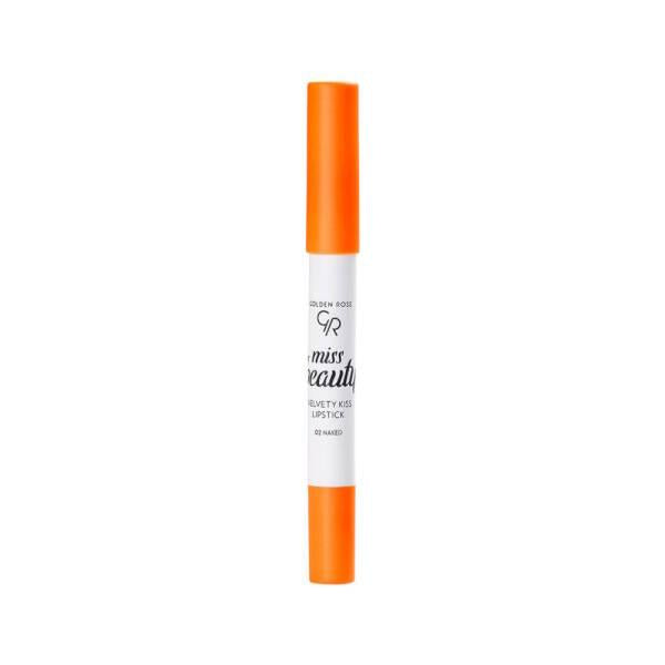 Golden Rose Miss Beauty Velvety Kiss Lipstick 3.5g - Long Lasting Matte Finish, 02 Naked Shade - Lipstick