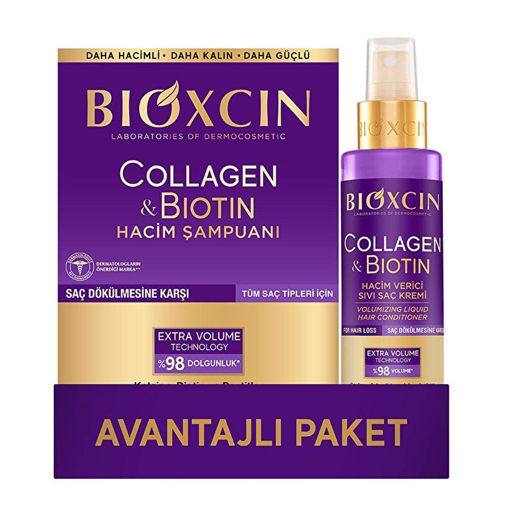 Bioxcin Collagen Biotin Shampoo & Leave-In Conditioner Set: Volumize, Strengthen & Prevent Hair Loss - Thickening Shampoo for Thin Hair Bioxcin Collagen Biotin Shampoo for Thicker Hair, Hair Loss Prevention collagen shampoo, biotin shampoo, hair volumizing shampoo, hair thickening shampoo, hair loss prevention shampoo, leave-in hair conditioner, biotin hair treatment, collagen hair treatment, shampoo for thin hair, hair strengthening conditioner, shampoo, conditioner, hair volumizing, hair thickening, hair 