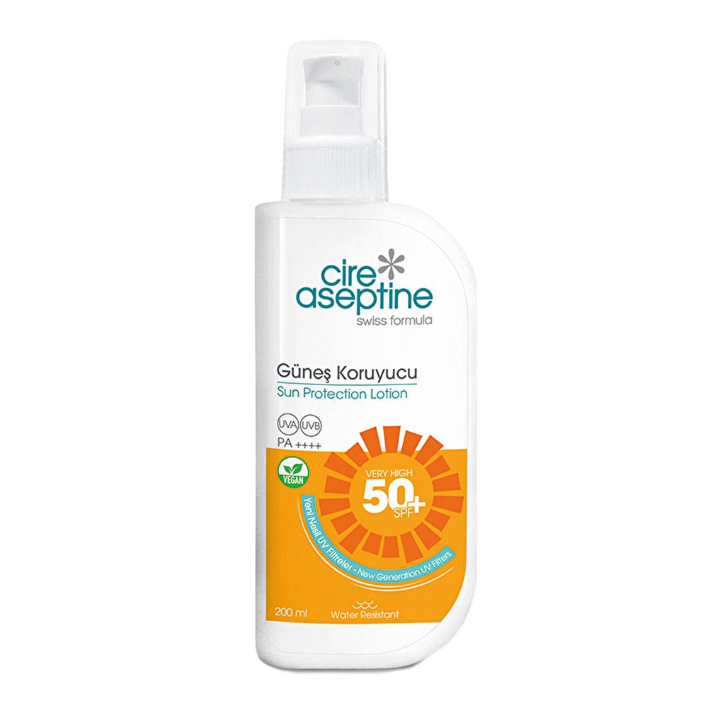Cire Aseptine 50+ SPF Sunscreen Lotion: Very High UVA/UVB Protection, Vegan, Reef Safe, and Water Resistant - Dermatologically Tested Cire Aseptine 50+ SPF Sunscreen - Vegan, Reef Safe, High Protection sunscreen lotion, 50+ SPF sunscreen, high protection sunscreen, vegan sunscreen, water resistant sunscreen, UVA UVB protection, sunscreen for sensitive skin, reef safe sunscreen, broad spectrum sunscreen, dermatologically tested sunscreen, sun protection, skincare, vegan skincare, sensitive skin, UVA protecti