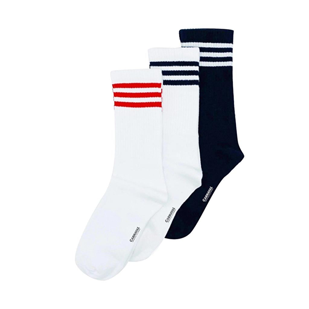 Carnaval Socks 3-Pack Striped Crew Socks Set
