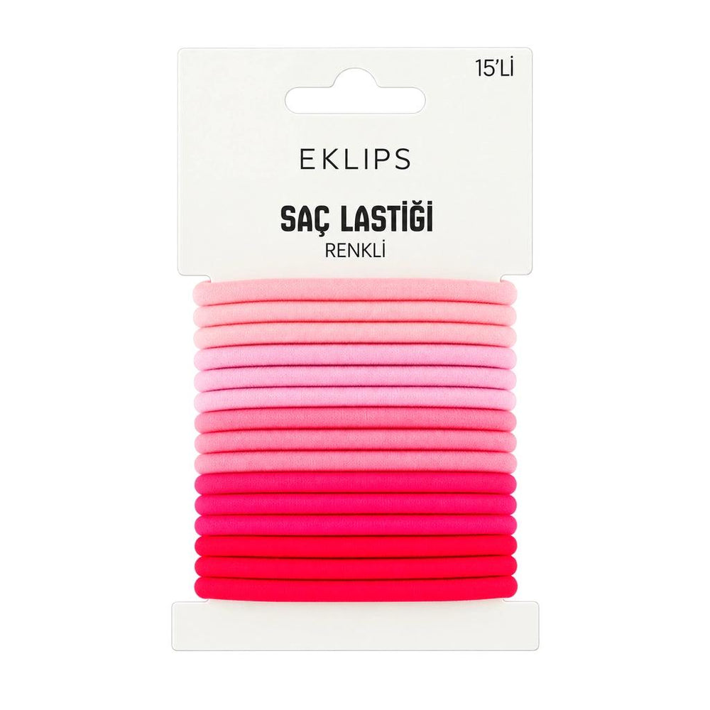 Eklips 15-Piece Pink Elastic Hair Ties