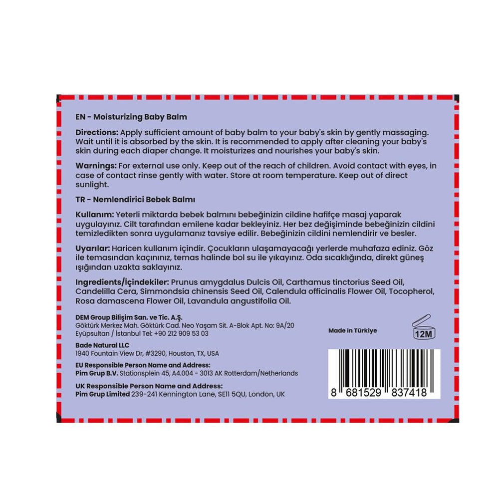 Bade Natural Nourishing & Soothing 100% Natural Baby Balm 50 ml