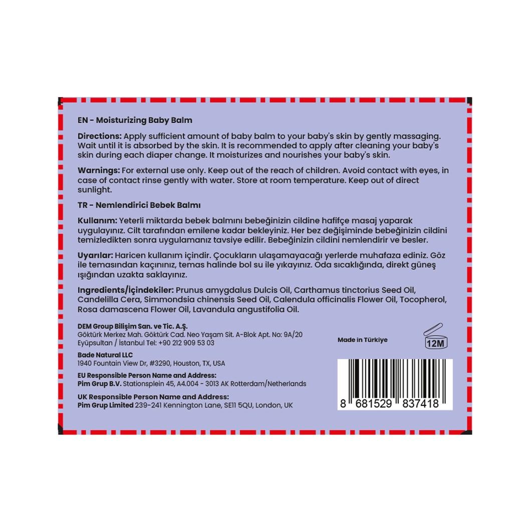 Bade Natural Nourishing &amp; Soothing 100% Natural Baby Balm 50 ml