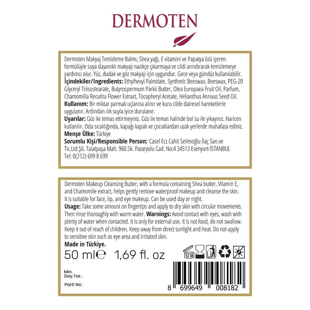 Dermoten Purifying Makeup Cleansing Balm for Clear Skin 50ml