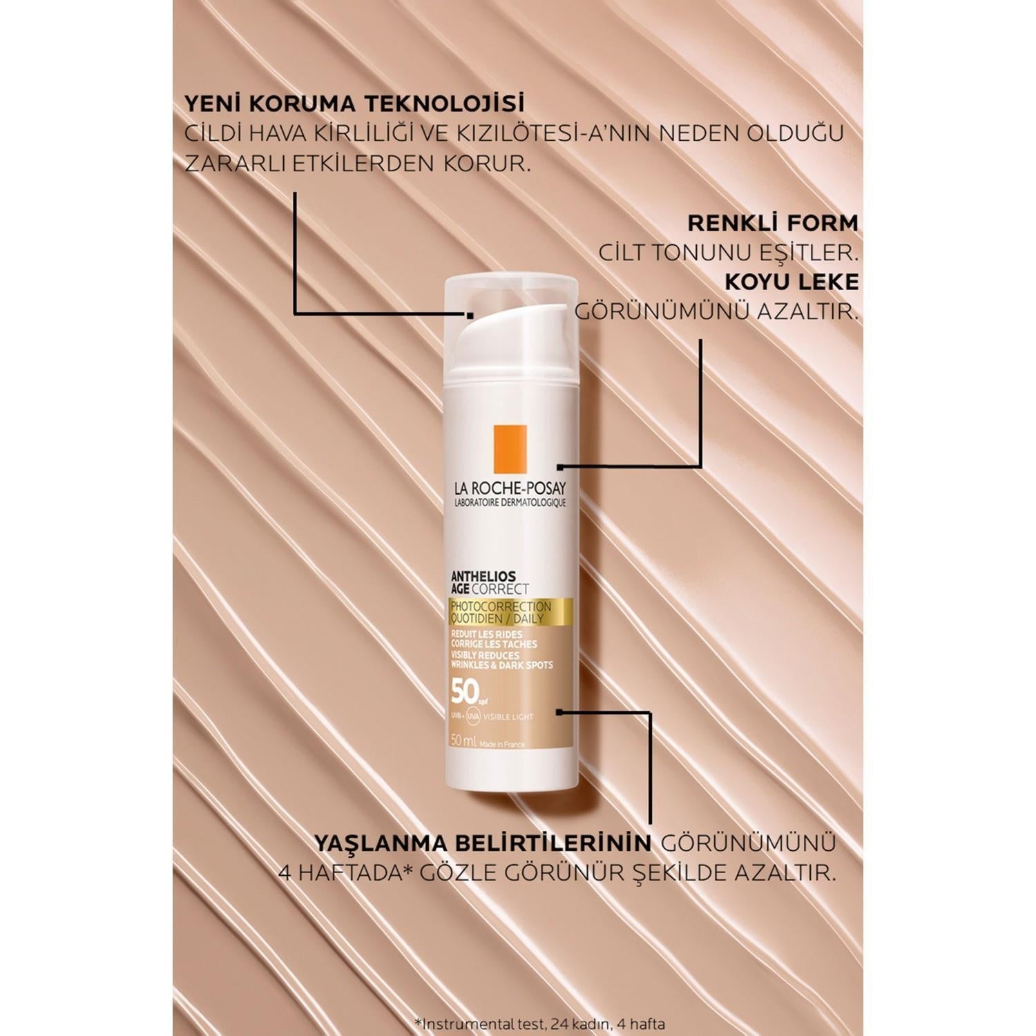 La Roche Posay Anthelios Age Correct Daily Tinted Cream SPF50+ - Tinted Sunscreen Cream for Anti-Aging & Sensitive Skin - image 2
