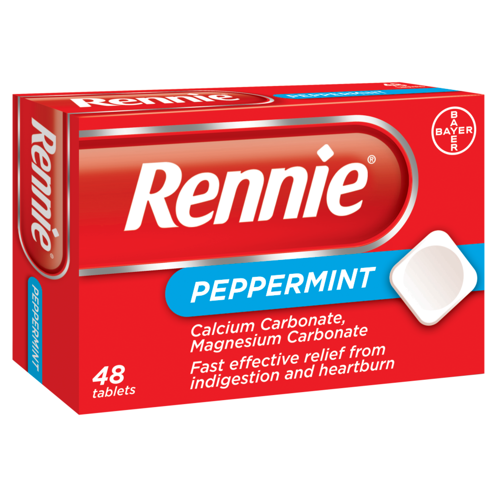 Rennie Peppermint 48 Tablets box front