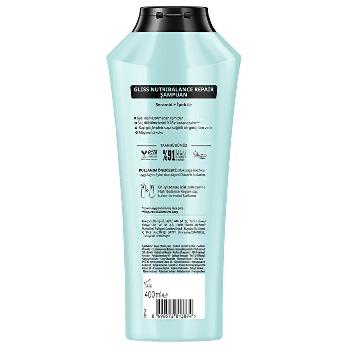 Gliss Nutribalance Repair Shampoo 13.5oz - Strengthening Formula | Salon Quality