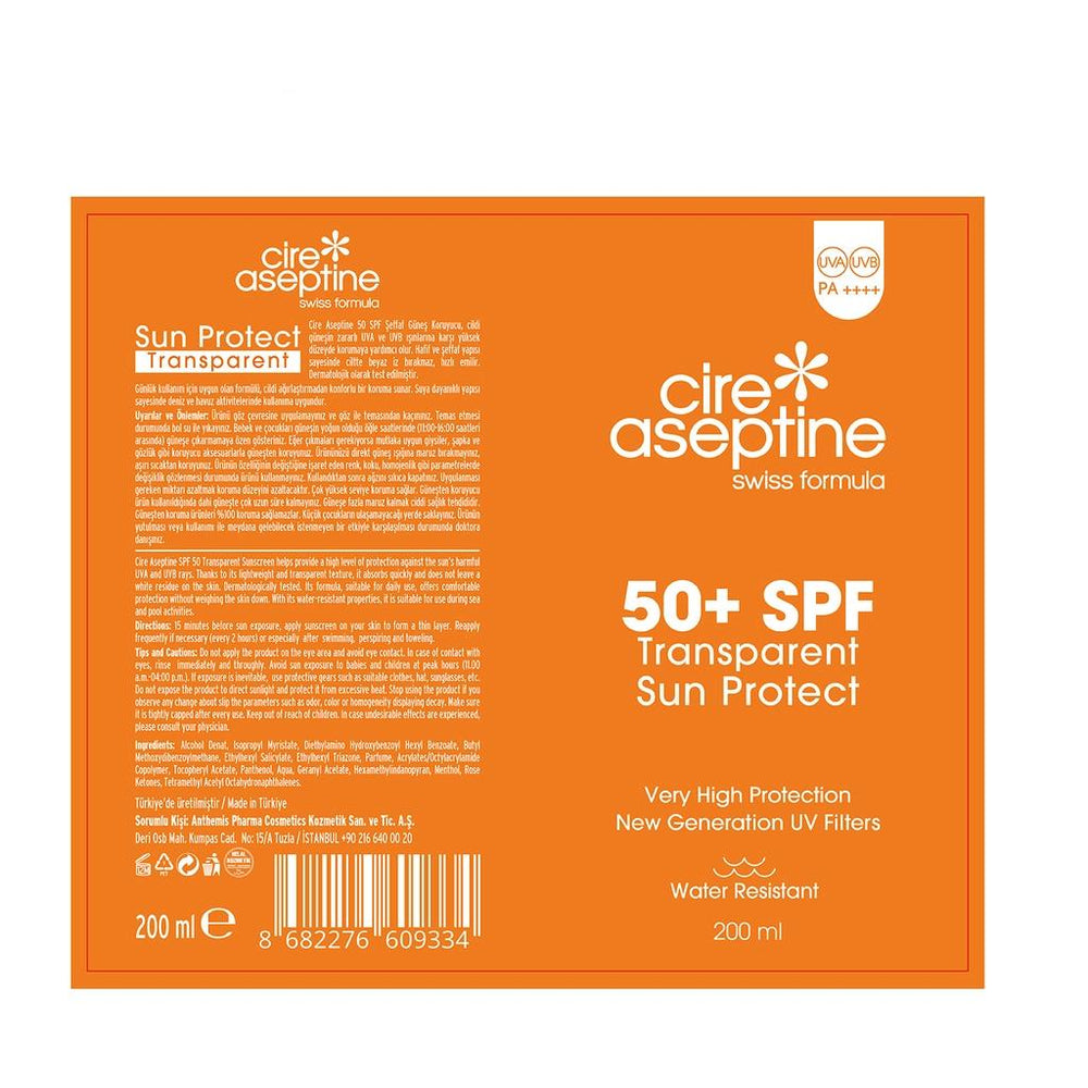 Cire Aseptine SPF 50+ Transparent Sun Protection Spray 200 ml