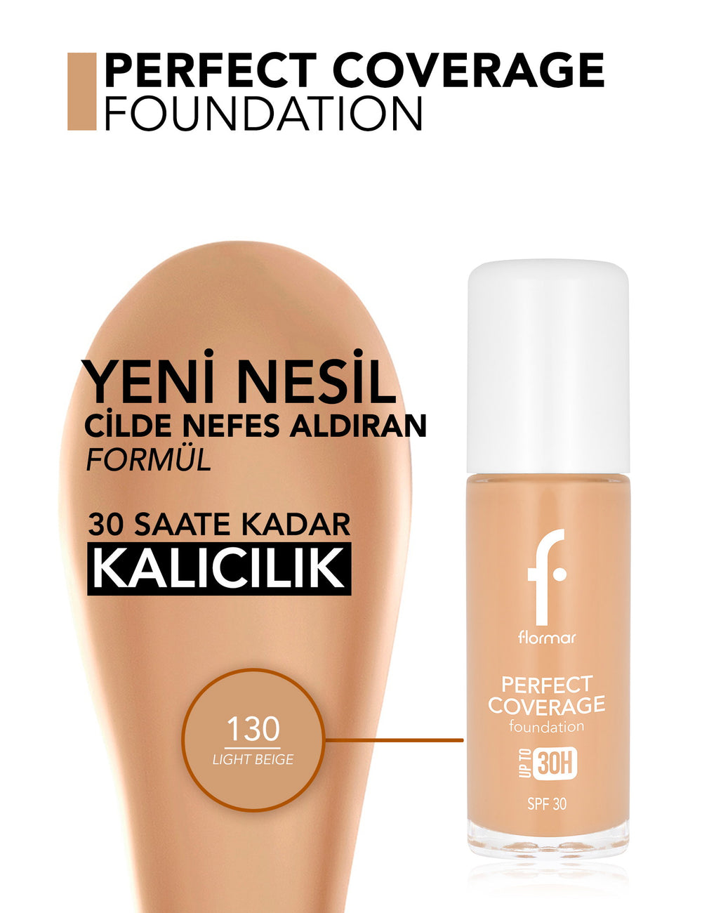 Flormar Perfect Coverage High Pigment SPF30 Foundation 30ml