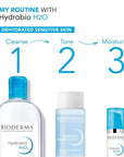 Bioderma Hydrabio H2O Micellar Water for Hydration and Makeup Removal, Fragrance-Free Skincare, 2x500ml