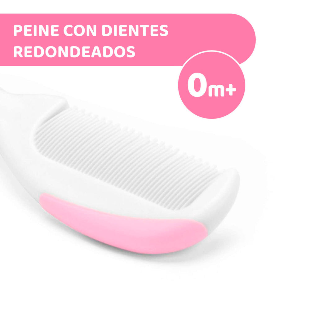 Chicco Baby Hair Brush and Comb Set for Newborns - Gentle Natural Bristle Brush and Safe Round-Tipped Comb for Infant Ha