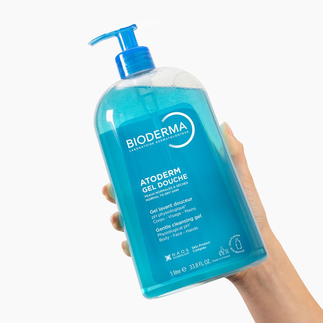 Bioderma Atoderm Shower Gel - Gentle, Moisturizing Cleanser for Sensitive &amp; Dry Skin - Fragranced, 33.81 fl oz