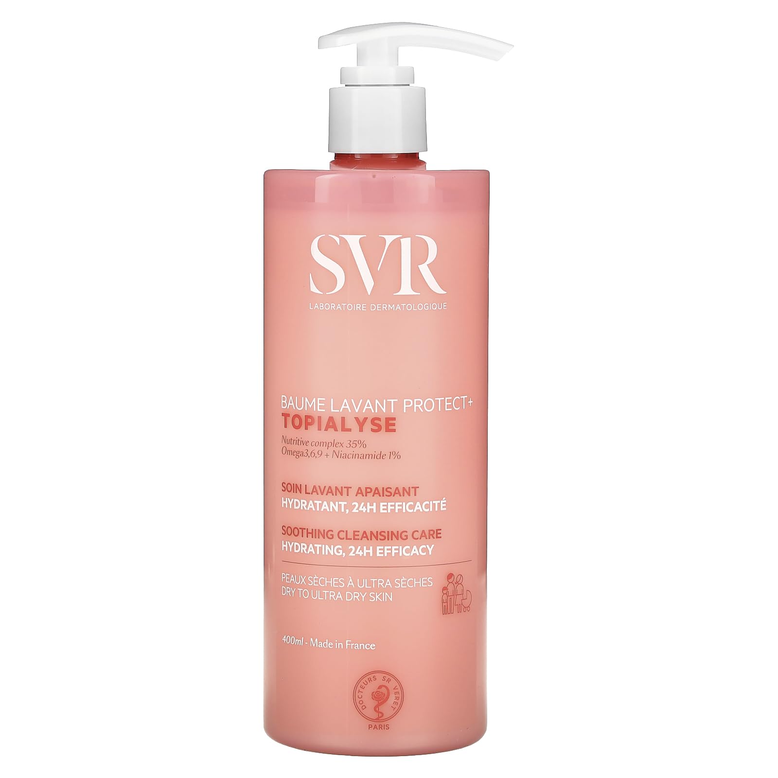 SVR Topialyse Gel Lavant - Gentle, Hypoallergenic Face Cleansing Gel for Sensitive &amp; Dry Skin - Paraben-Free, Omega 3, 6