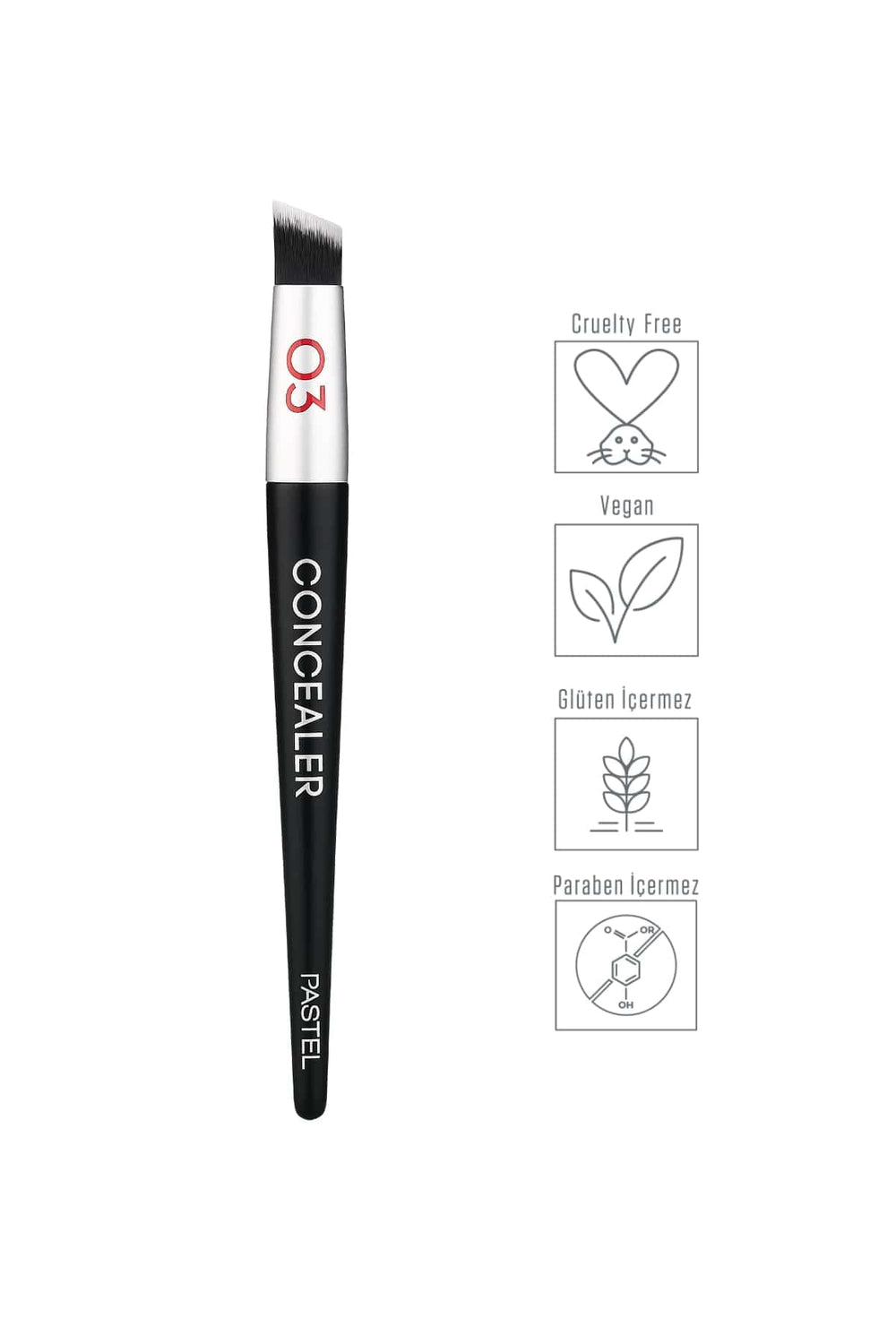 Pastel Profashion Concealer Brush for Precise Eye Makeup Application - Dense Bristle Structure, Special Cut for Easy Con