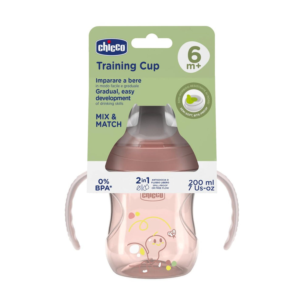 Chicco Baby Training Cup 12m+ - Pink Floral, 266ml, Easy Transition to Regular Cups for Toddlers