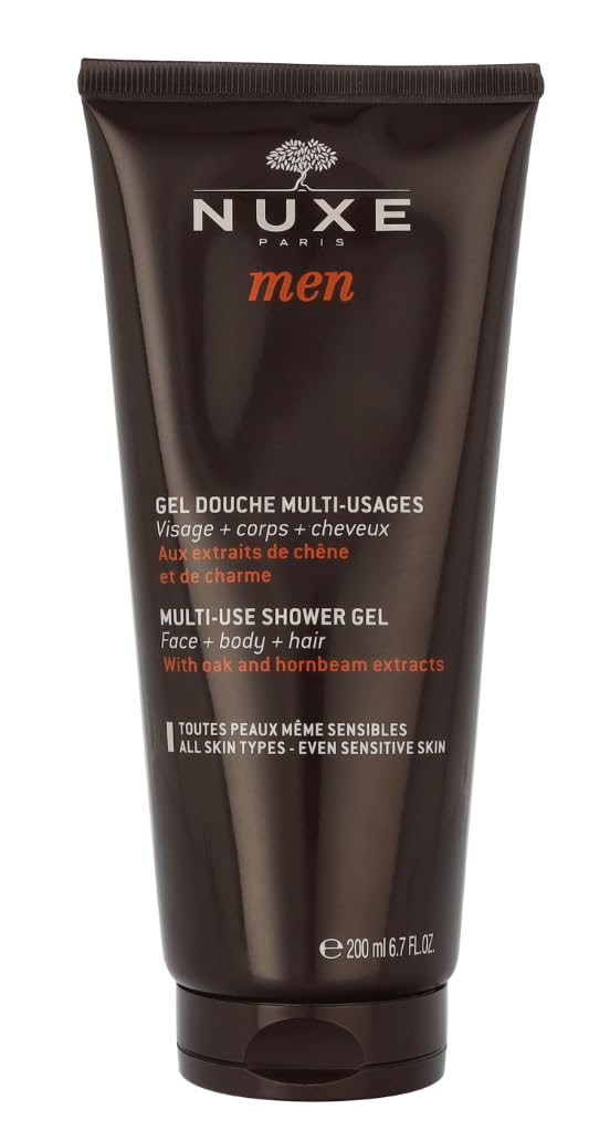 Nuxe Men Multi-Purpose Shower Gel for Face, Body, and Hair - Gentle, Natural Skincare
