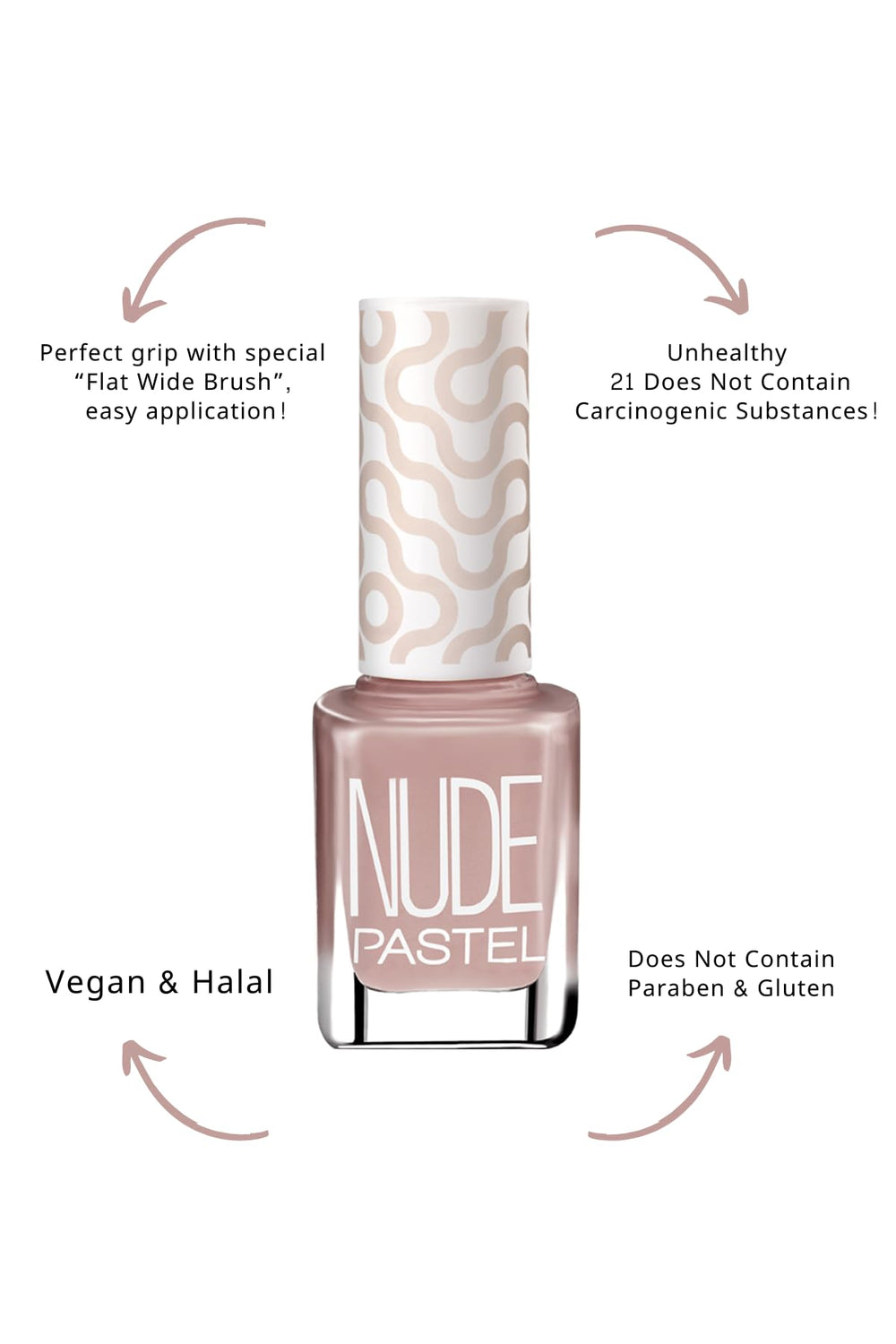 Pastel Vegan Cruelty-Free Nail Polish - Pastel Nude 752, 13ml, Thick Brush for Easy Application