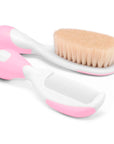 Chicco Baby Hair Brush and Comb Set for Newborns - Gentle Natural Bristle Brush and Safe Round-Tipped Comb for Infant Ha