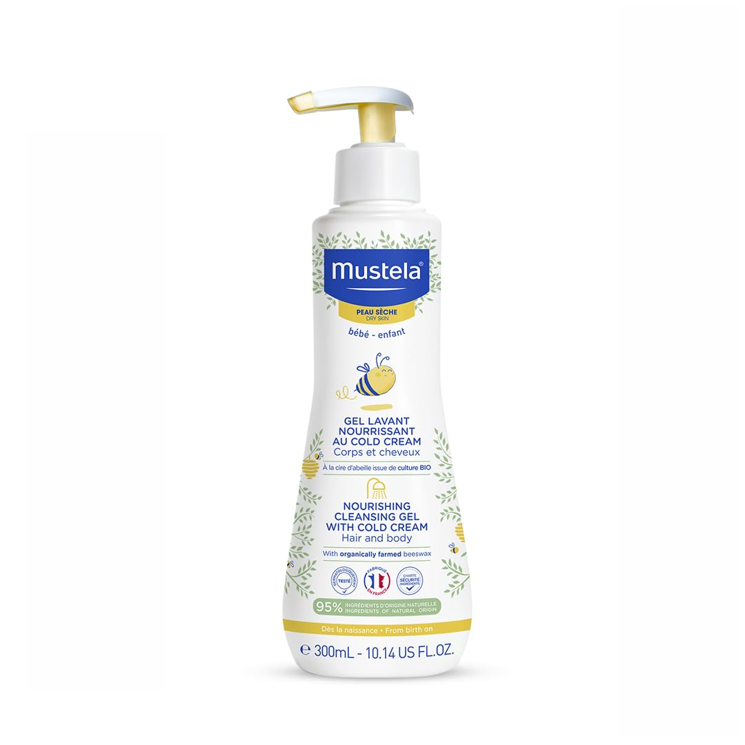 Mustela Nourishing Cleansing Gel with Cold Cream for Newborns &amp; Dry Skin - Gentle, Natural Baby Care