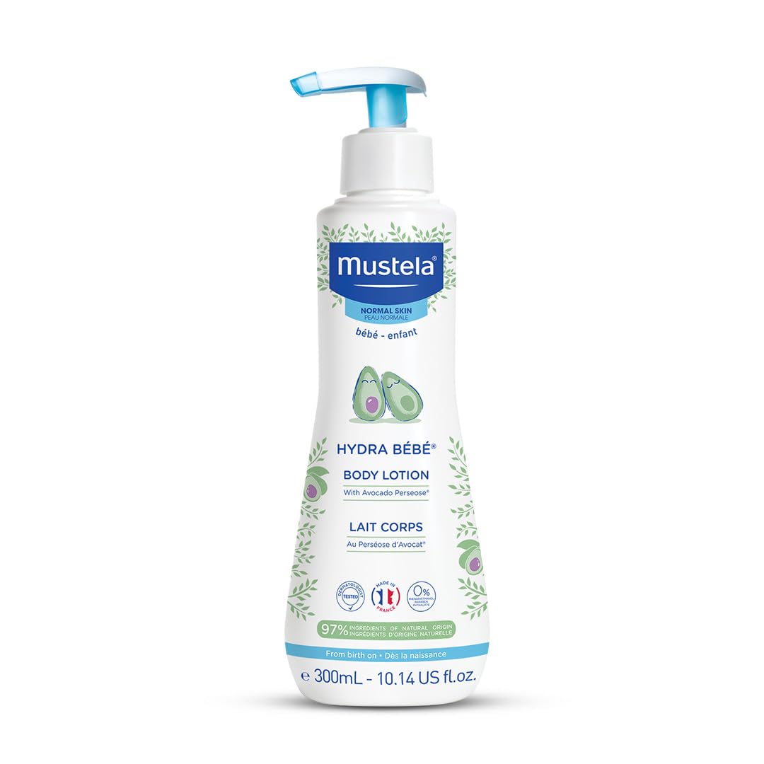 Mustela Hydra Bebe Baby Body Lotion - 300ml, Natural Ingredients for Moisturizing &amp; Nourishing Infant Skin