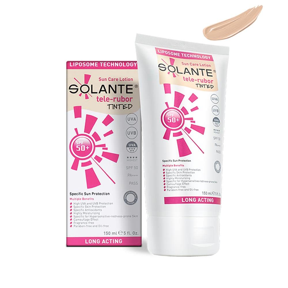 Solante Telerubor Tinted Sun Care Lotion SPF50+ - Moisturizing, Antioxidant-Rich Sun Protection for Sensitive Skin