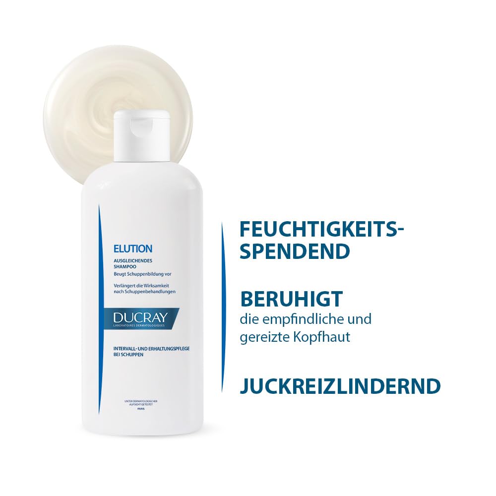 Ducray Elution Gentle Balancing Shampoo for Colored Hair - 400ml, Preserves Color &amp; Gentle for Frequent Use